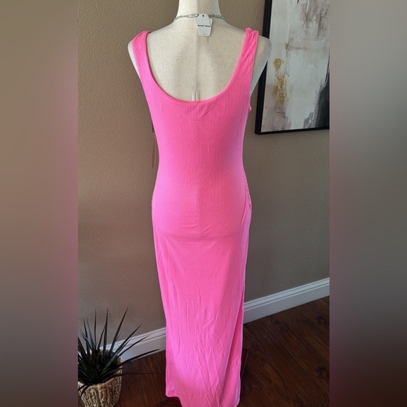 Neon pink ribbed maxi dress - Picture 5 of 6